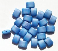 25 8x11x5mm Opaque Matte Marble Blue Tablet Pillow Beads